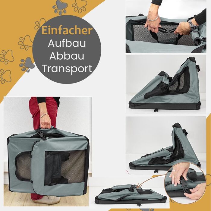 Складана переносна переносна сумка-переноска для собак та котів Petigi (Сірий, L 70x52x51 см)