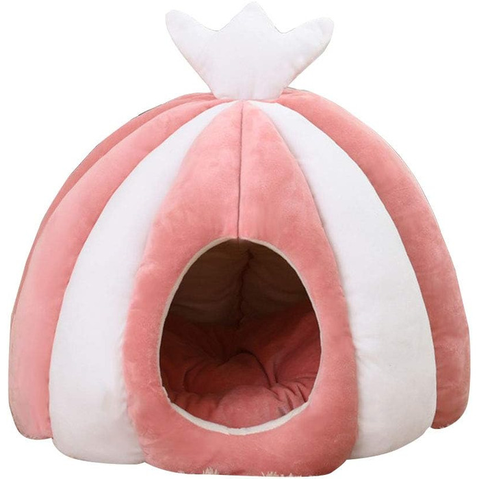 Котів будиночок-лежанка з велюру, рожевий, 50х50 см - теплий та зручний дім для кота або маленької собаки