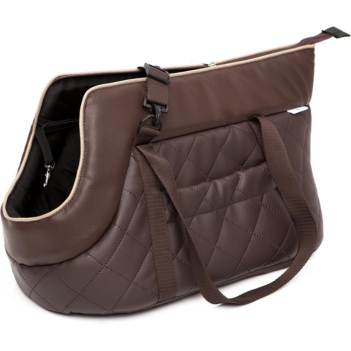 Сумка-переноска для собак та котів з екошкіри, до 2,5 кг, коричнева