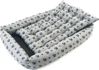 Водонепроникне ліжко для собак - ліжка для маленьких та великих собак - ліжко для собак з неслизьким дном - собачий кошик, собачий лежак (120x90x20, сіре льоноподібне, 