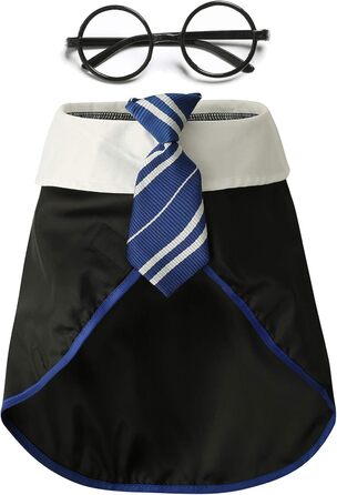 Костюм для собак Coomour на Halloween, сорочка чарівника, кумедний одяг для собак та котів, одяг з окулярами, розмір XL, зелений X-Large (Neck:23'), зелений (Small(Neck:14'), блакитний)