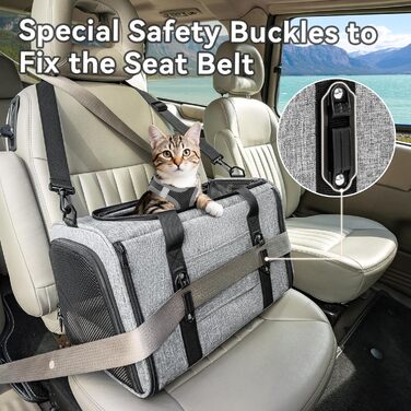 Переносна переноска для котів та маленьких собак Petsfit - сіра, розмір M (45,5 x 28 x 28 см)
