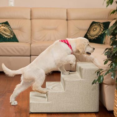 Східці для тварин Huastiertreppe: допомога у підйомі для собак та котів, 4 сходинки, розмір L 40x60x40 см, колір бежевий