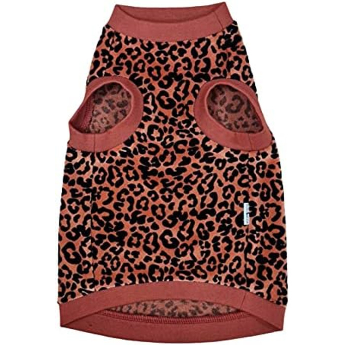 Футболка для кота Сфінкс з органічної велюрової тканини з леопардовим принтом (L), червона