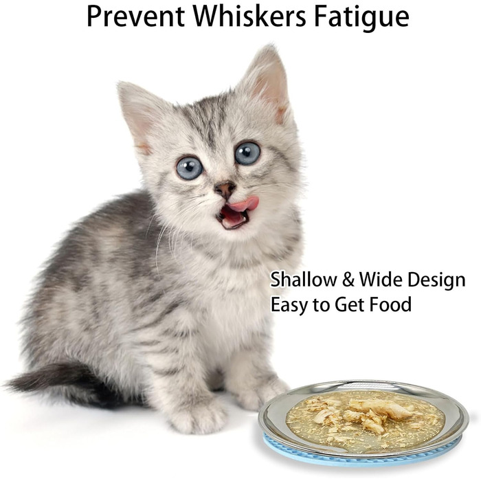 Ніжки для котячого корму з нержавіючої сталі - для полегшення напруги вусів, втоми, миски для котячого корму з антиковзним покриттям (2 шт, великі)