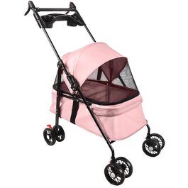 Візок для собак та котів OHMG Hundebuggy, до 25 кг, 4 колеса, складна конструкція, для подорожей на природі, з сіткою та тримачем для напоїв (50 x 70 x 95 см)