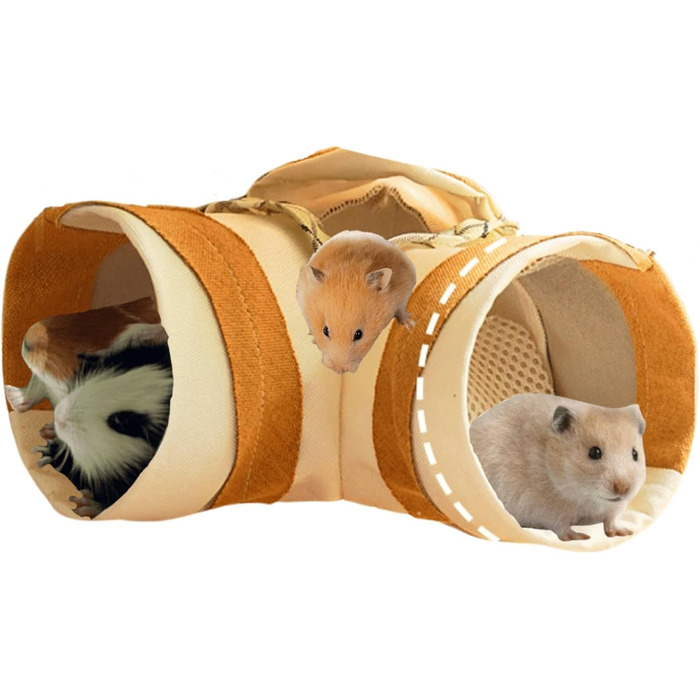 Туннель-захист для дрібних тварин: кролики, морські свинки, хом'яки, щурі, їжаки, фретки, шиншили, ящірки, цукрові посвиди (малий, жовтий)
