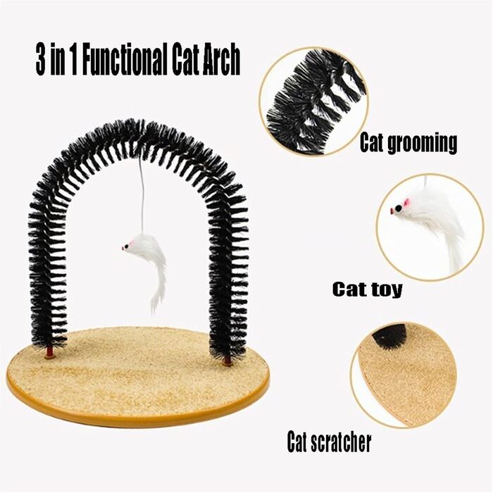 Боргунок для котів 3-в-1: масажер, щітка для короткої та довгої шерсті, скребок для догляду за обличчям. Підходить для котів усіх порід.