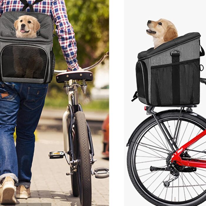 Фаркоп-кошик для собак YNPQTDS, переноска для велосипеда з аксесуарами, знімна легка переноска з дихаючим аксесуаром для подорожей, кемпінгу, саду та покупок