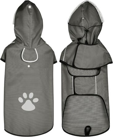 Водонепроникна куртка для собак з капюшоном, для прогулянок та ігор, сіра, для малих, середніх та великих порід