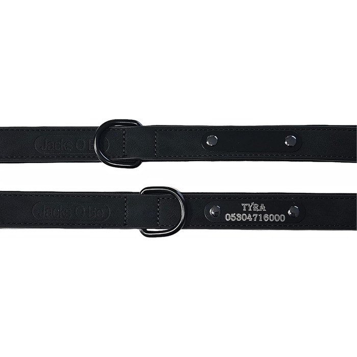 Шкіряний нашийник для собак та котів Jack O Be (XXL, чорний) з можливістю персоналізації