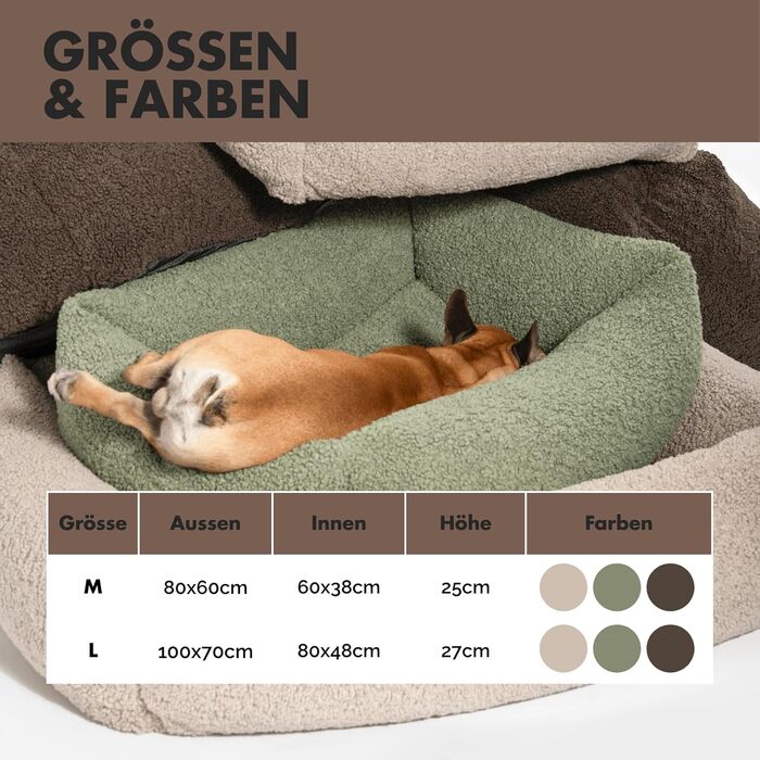 Ортопедичне собаче ліжко PAW WOW Sven | М'яке ліжко для собак з тедді-тканини | 70x100 см (Колір: Коричневий)