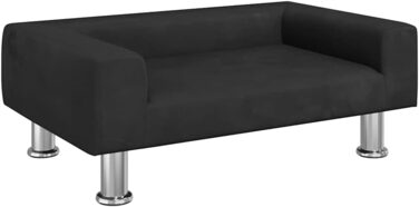 Крісло-ліжко для собак, м'яке ліжко для тварин, лежанка для маленьких собак та котів, чорний велюр, 70 x 45 x 26.5 см