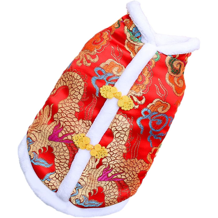 Теплий халат-чонгсам для котів та собак, зимовий стиль Тан, теплий одяг для святкування Нового року, Bichon, малі та середні породи