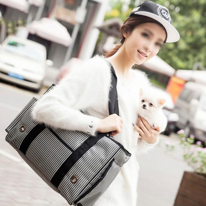 Сумка-переноска для тварин: переноска для собак, сумка для подорожей, через плече, регульована, складна, для маленьких собак, котів, цуценят, сіра, M