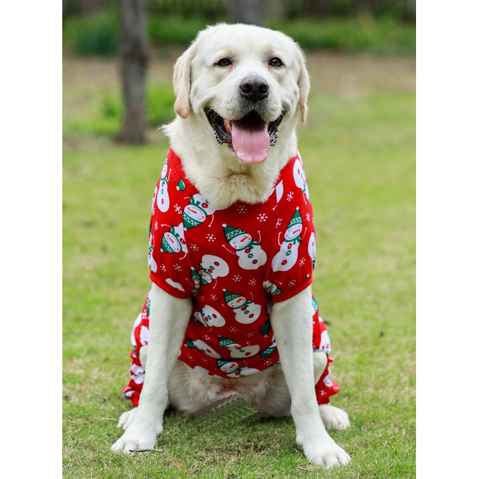 Піжама для собак Lanyarco з оленем, бавовняна, червона, для середніх собак, розмір 3XLarge (довжина спини 50,8 см)
