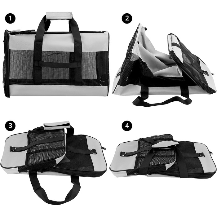 Транспортна сумка QWORK® для котів та собак до 10 кг (48x30x30 см) - переноска для тварин, портативна, миється