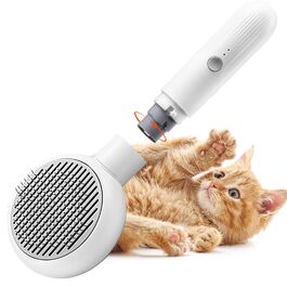 Електрична щітка для собак та котів 2-в-1 з точилкою для кігтів, сіра. Видаляє 90% відмерлої та розпушеної шерсті, підходить для середніх та довгошерстих тварин