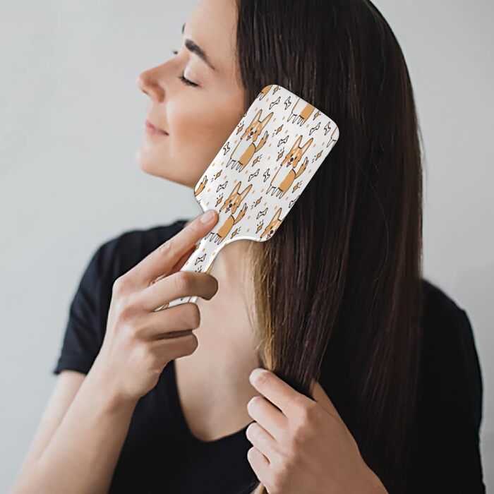 Щітка для волосся з акварельним малюнком собаки, нейлонова щетина, підходить для густого, кучерявого, тонкого, довгого, короткого, мокрого або сухого волосся, для блиску та здоров'я волосся