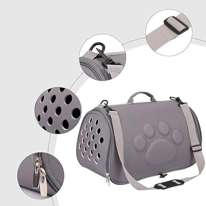 Транспортна сумка для котів та собак | Легка переносна сумка для цуценят та маленьких собак | Для подорожей, прогулянок, авіаперельотів (Сірий)