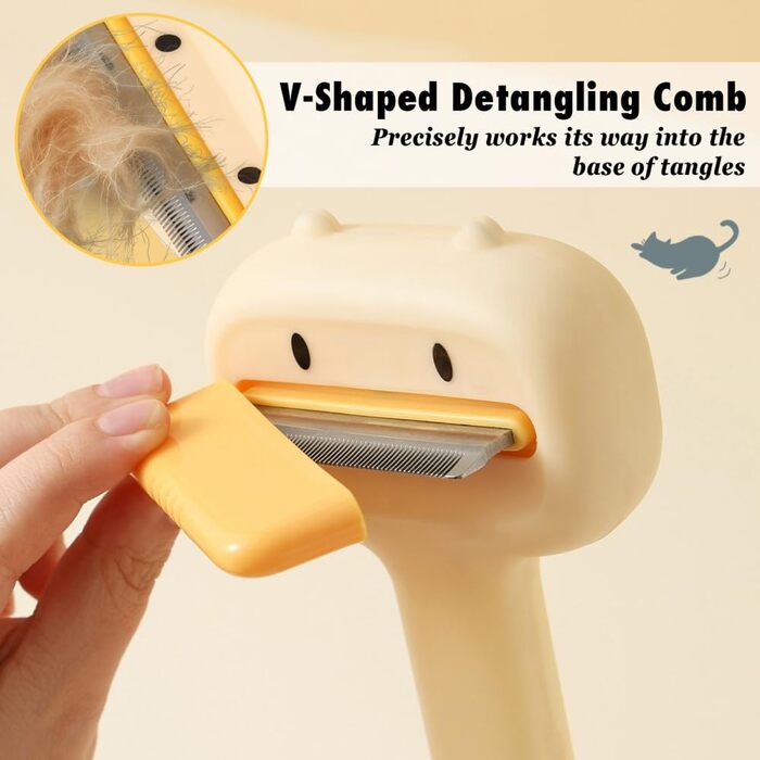 Щітка для собак та котів 2-в-1, самоочисна, зі сталевим гребенем для короткої та довгої шерсті, щітка для вичісування з миттєвим очищенням для собак та котів середніх та довгих порід