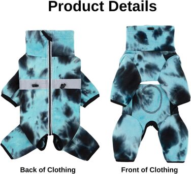 Зимовий теплий одяг для собак, флісовий комбінезон з регульованими лапами та D-подібним кільцем, для маленьких собак, колір Батик Блакитний, розмір S