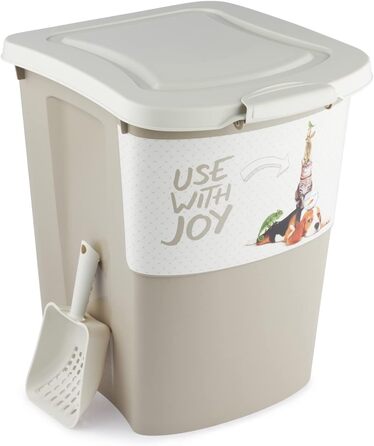 Контейнер для корму Rotho Archie 38л з кришкою, пластик PP, BPA-free, багатоколірний, бежевий