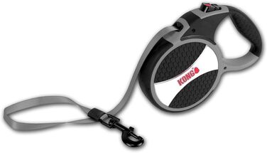 Рулетка для собак KONG 5м, до 50кг, розмір L, жовтого кольору, з Soft-grip та світловідбиваючим реміннем