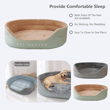 Ортопедичне ліжко для собак PETCUTE середнього розміру, миється, подушка для собак, котячі ліжка, кошик для собак з неслизьким дном, заспокійливе ліжко для домашніх тварин (S, Зелений+Хакі)