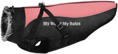 Теплий зимовий комбінезон для собак, флісова підкладка, світловідбиваючі елементи, комір з хутром, для великих та середніх собак (XL, колір: Grapefruitrot)