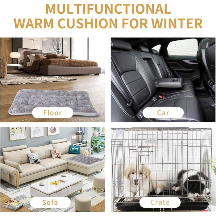 М'яка тепла підстилка для собак та котів з флісу, 69x52 см / 89x68 см, сіра лапка