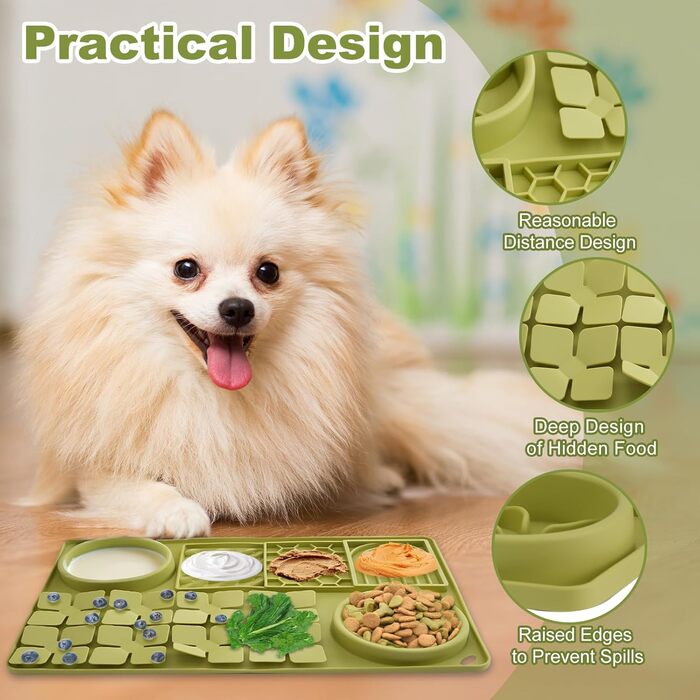 Силіконова килимок-головоломка для собак з присосками, Slow Feeder для цуценят та дорослих собак, антиковзаюча миска для повільного годування, зняття стресу та нудьги