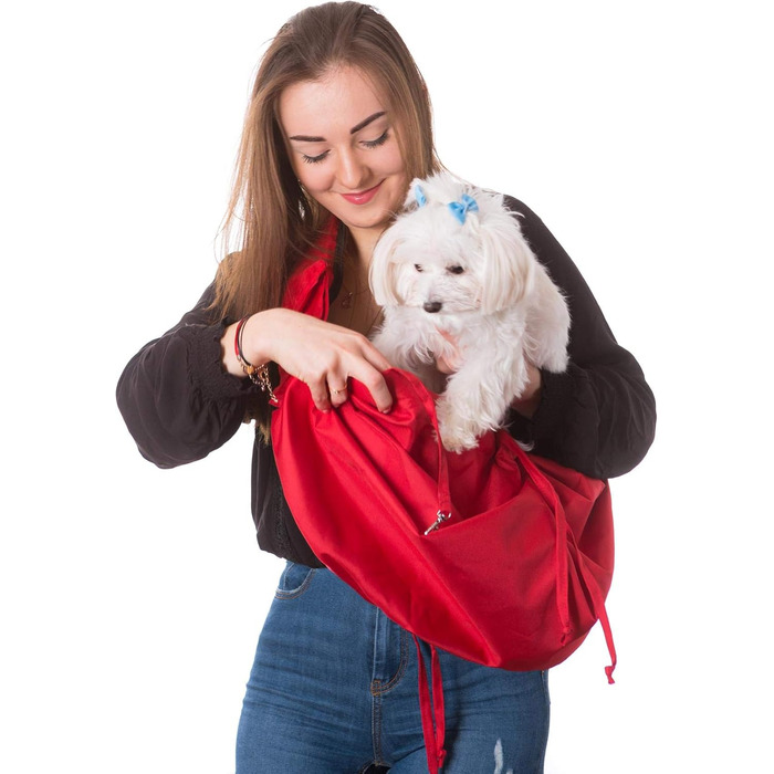 Трагеля для собак та котів PillowPrim - переноска для тварин на плечі, червона