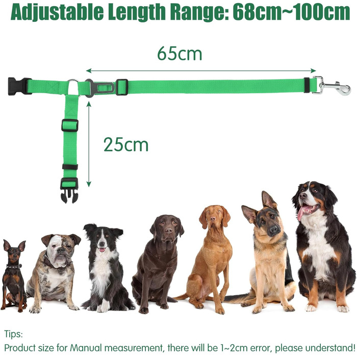 Автомобільний ремінь безпеки для собак, повідці, шлейки, захист для тварин (зелений)