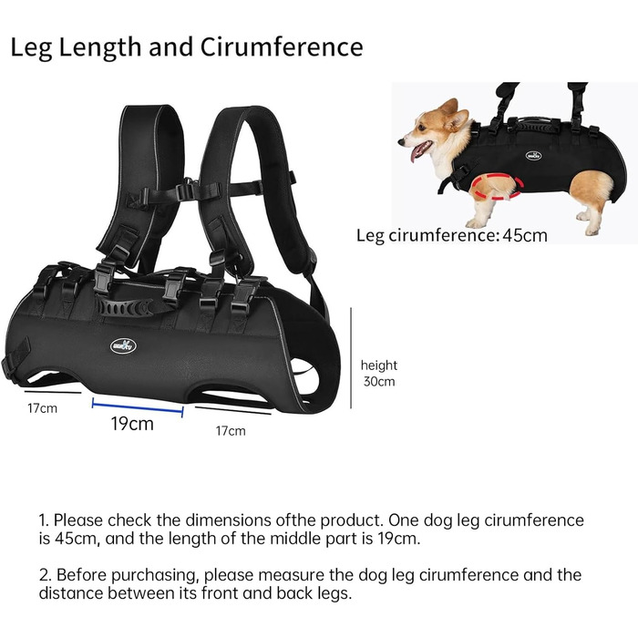 Сумка-переноска та повідок для собак, Wakytu, для маленьких собак (4-8 кг), чорний, регульовані ремені