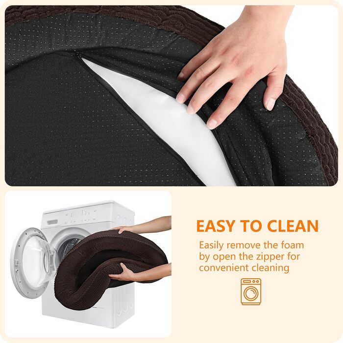 Кругле ліжко для собак середніх порід, котів. М'яке, зручне, знімний чохол, Ø 70 см (60x60x18 см), коричневе