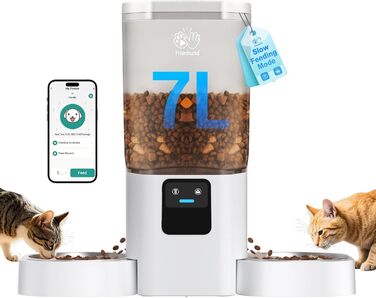Автоматичний годівниця для котів Frienhund з 2 мисками, 7L, Wi-Fi, з програмуванням та Alexa, для 2 котів