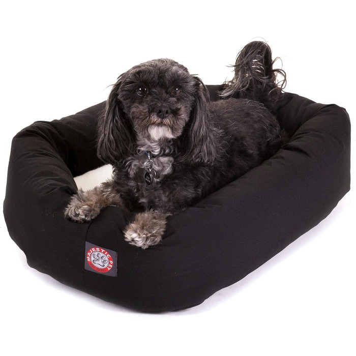 Зручне кругле лежак для собак Majestic Pet з Sherpa, бавовни та поліестеру, чорний, 61 x 46 x 18 см, розмір S, для комфортного сну та відпочинку