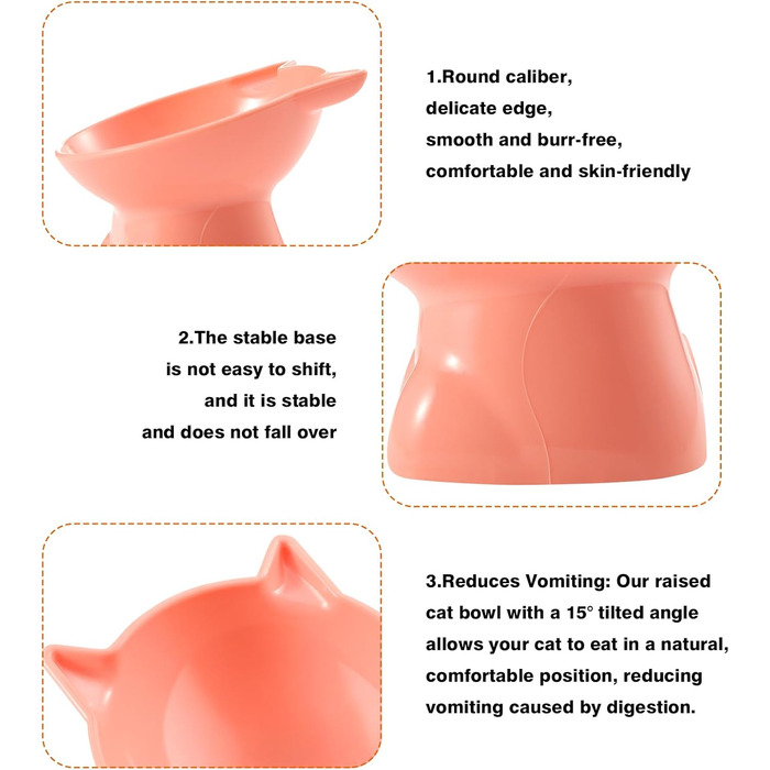 Підвищений годівниця для котів, підставка для мисок, нахилена на 15°, антиблювотний годівник, захист шиї, для домашніх тварин