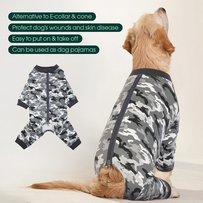 Комбінезон для собак після операції, для великих собак, камуфляж, XL (спинка 49 см, груди 71 см)