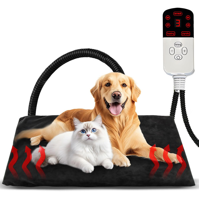 Електричний килимок для домашніх тварин Hillylolly, 70x50 см: підігрівач для собак та котів з регулюванням часу та температури