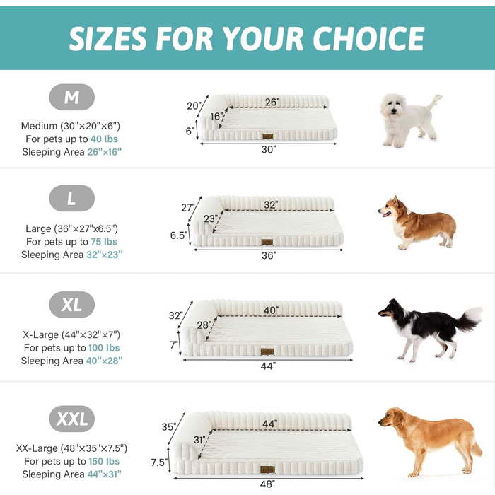 Ортопедичне ліжко для собак з штучним хутром, L-подібне, 76x51x15 см, Бежеве