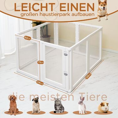 Вигул для цуценят Citylife 6-TLG: розкладний вольєр для собак, котів та кроликів, 60 см, з дверима, антиковзаюча поверхня