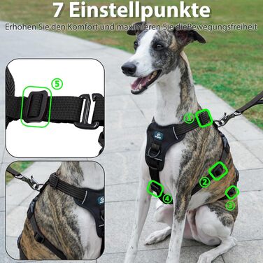 Пауерлд: Безпечна шлейка для собак, анти-тяга, паніка-шлейка, захист від втечі, регульована, дихаюча жилетка для собак (Чорний, XL) Екстра велика (упаковка з 1) Чорний