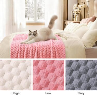 М'яка ковдра для собак та котів Luciphia, 3 шт. у наборі, фланель, 52x76 см, рожева