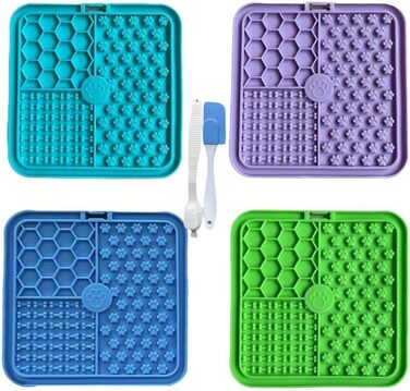 Килимок для лизання для собак та котів з присосками, повільний годівник, антистрес, арахісове масло, 5.9x5.9 дюймів