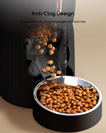 Автомат годівлі для котів Faroro 4L, програмований, з контролем порцій, 10 сек. голосових повідомлень, чорний