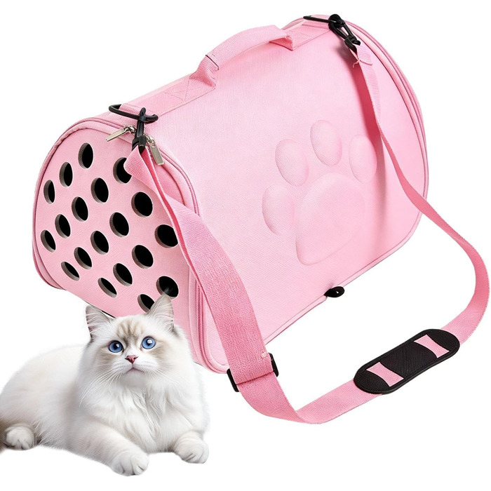 Трансформер для котів - сумка-переноска для подорожей з регульованим плечовим ременем, рожева
