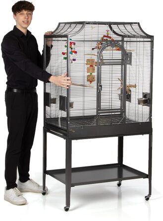 Преміальна клітка для папуг Montana Cages Madeira II, антик, з антипригарним покриттям, 82x54x153 см, 4 металеві годівниці, зоною для посадки та майданчиком для відпочинку
