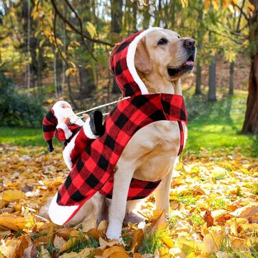 Костюм Санти для собак та котів, преміум якість, розмір S (XXL, обхват шиї 52-65 см, обхват грудей 61-82 см), в клітинку